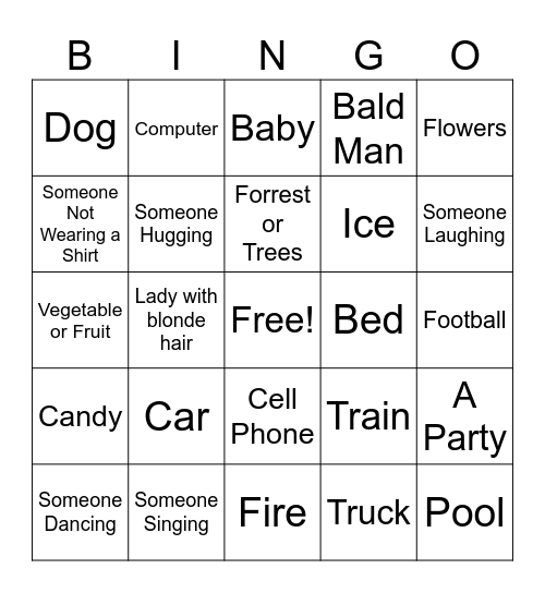 Super Bowl Commercial Bingo Card