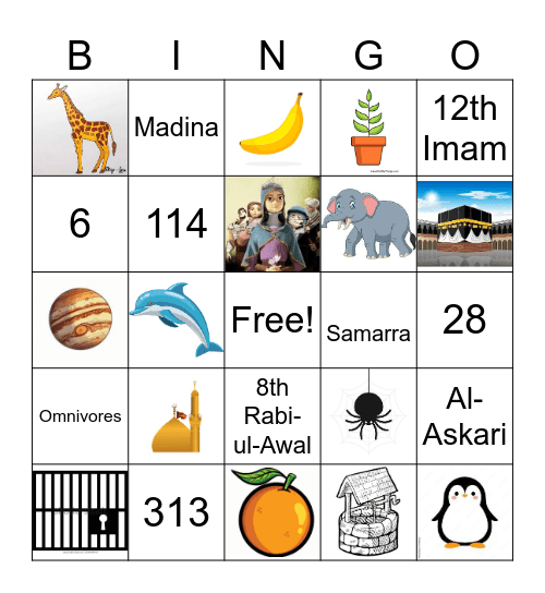 15th of Shabaan Celebration Bingo Card