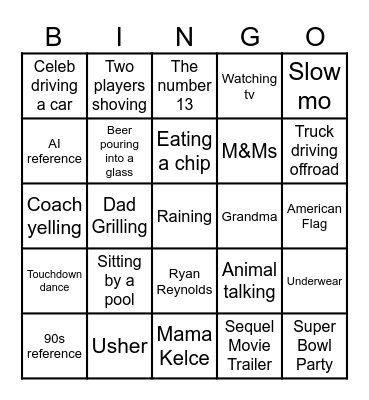 Superbowl (Taylor's Version) Bingo Card