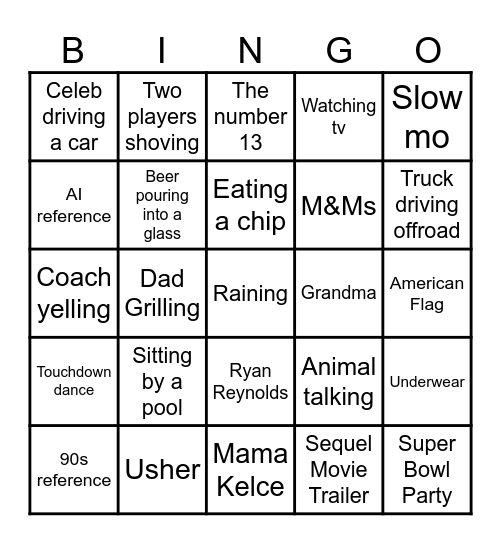 Superbowl (Taylor's Version) Bingo Card