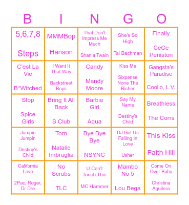 Sash's Hens Party Bingo Card