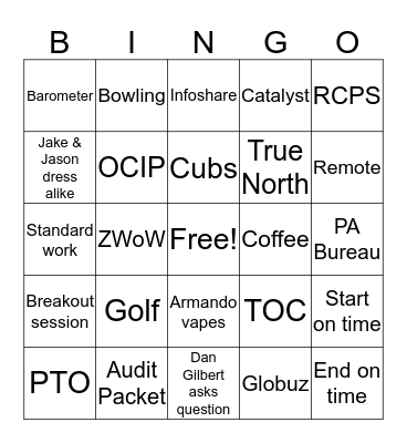 National Meeting Bingo Card
