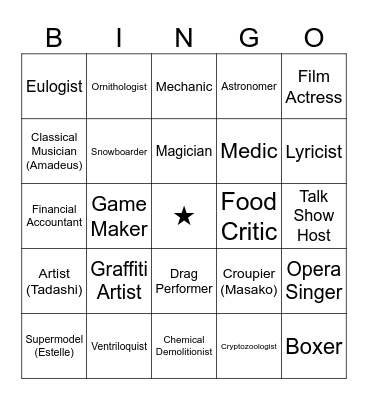 DR: Altered Futures Bingo Card