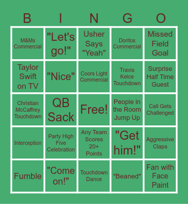 Super Bowl LVIII Bingo Card