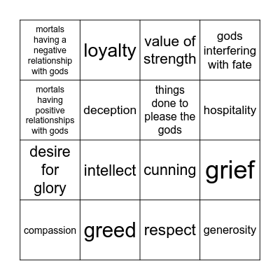 The Odyssey Spring Final Bingo Card
