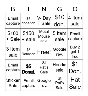 Patriot Bingo Card