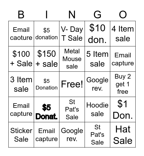 Patriot Bingo Card