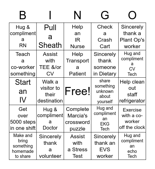 Nurse's Week Bingo  Bingo Card