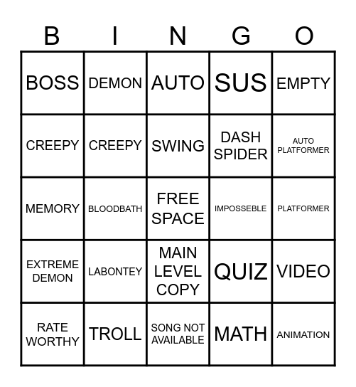 RESENT TAB BINGO! Bingo Card