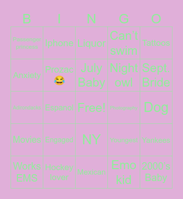 How similar are we? Aimee edition Bingo Card