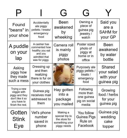 Guinea Pig Parent Bingo Card