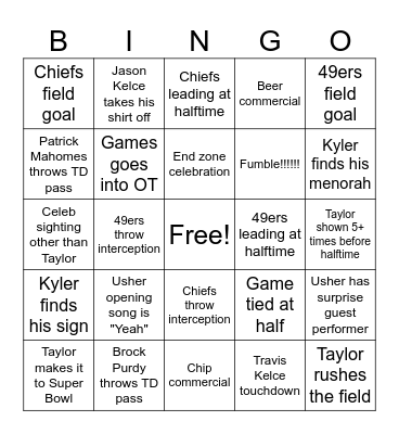 IN MY SUPERBOWL ERA Bingo Card