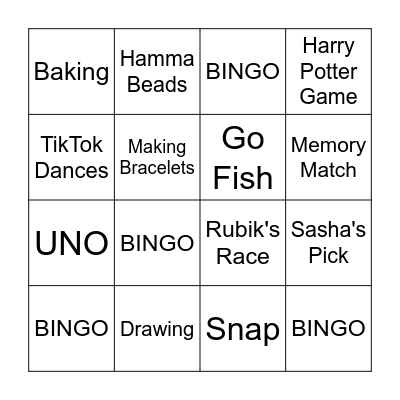 Sasha's BINGO Card