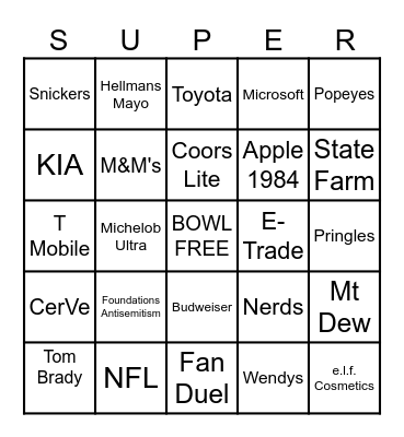 2024 SUPER BOWL Bingo Card