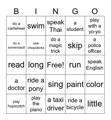 LG2 Unit 3 Bingo Card