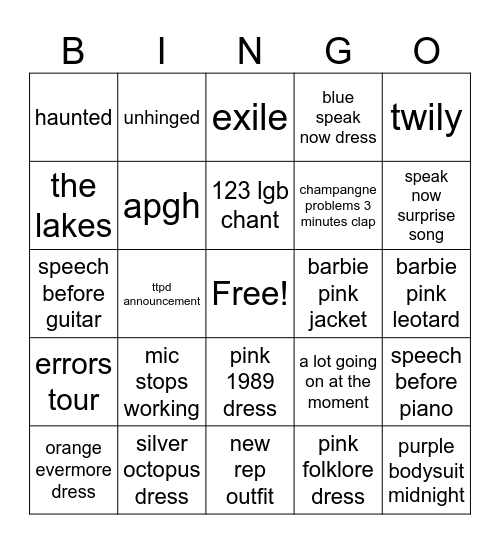 piper Bingo Card