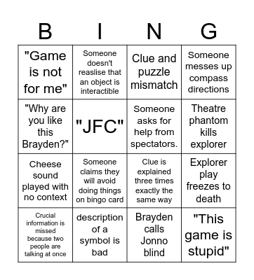 We Were Here Bingo Card