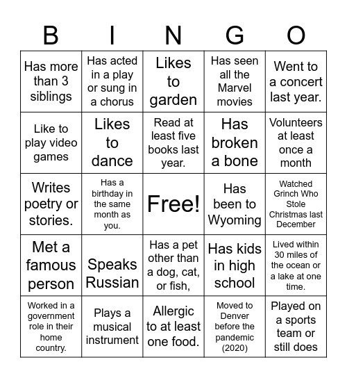 Reading and Writing Intensive  Bingo Card