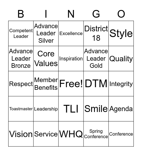 Leadership is Service Bingo Card