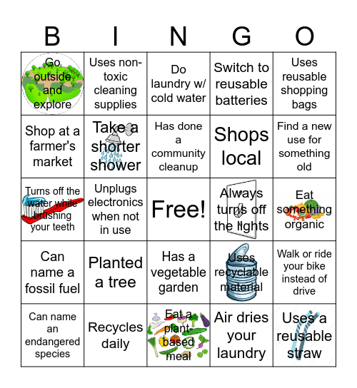 Climate Action Workshop BINGO Card