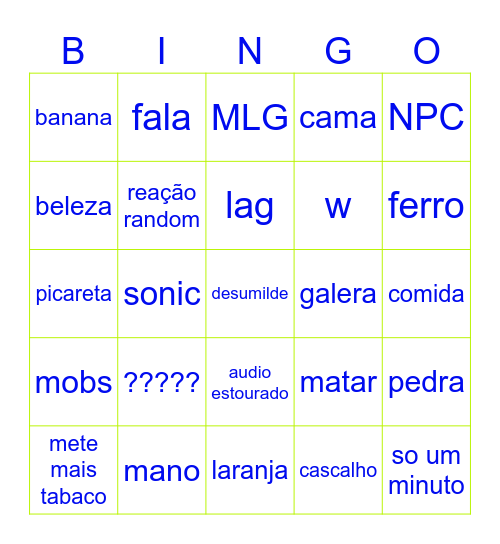 Cazoom Bingo Card