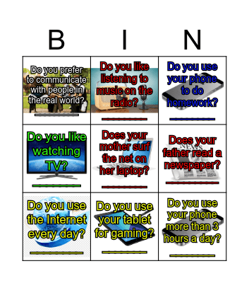 Teens and electronic media Bingo Card