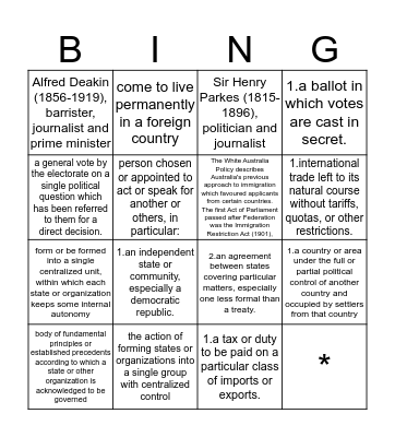 federation bingo Card