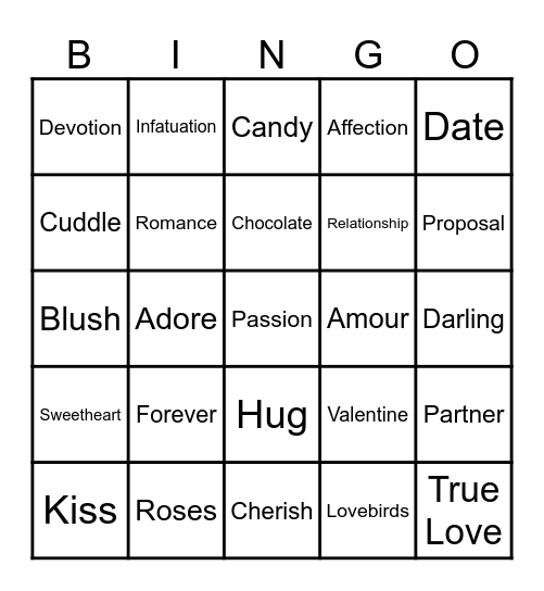 Valentine Bingo Card