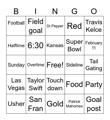 Super Bowl ‘24 Bingo Card