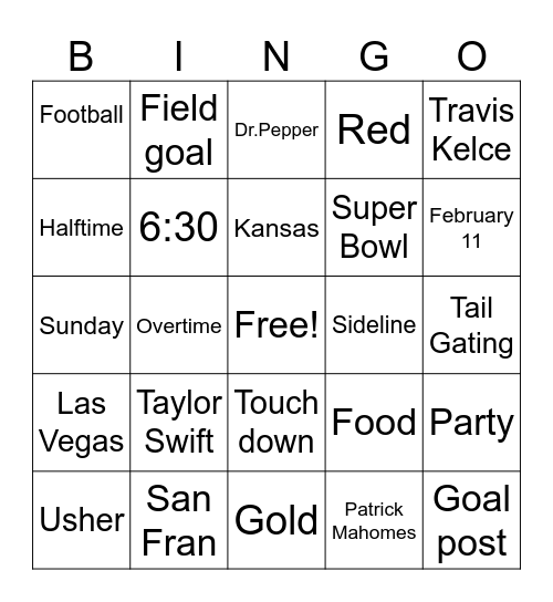Super Bowl ‘24 Bingo Card