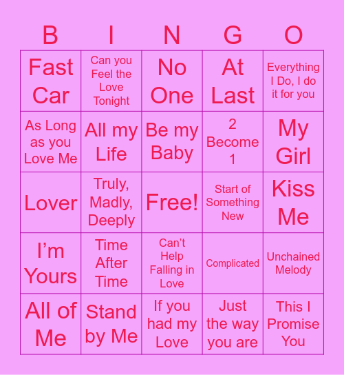🩷 JIFA Love 🩷 Bingo Card