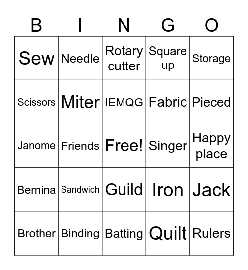 Quilty Bingo Card