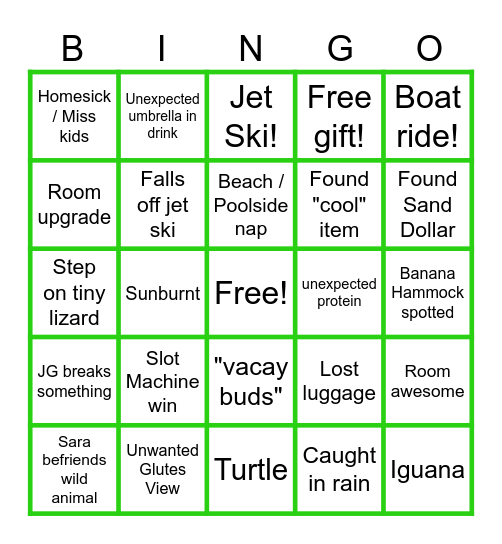 Aruba Bingo Card