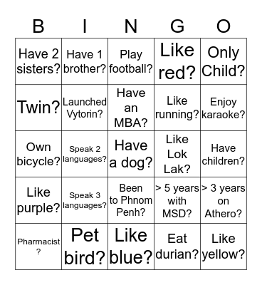 BINGO Set 1 Bingo Card