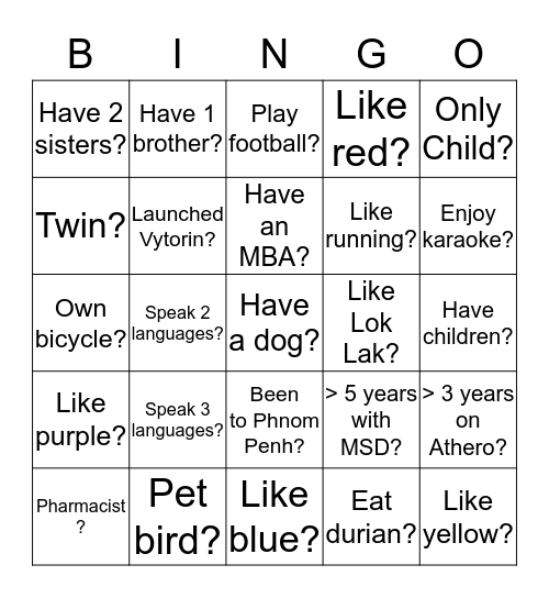 BINGO Set 1 Bingo Card