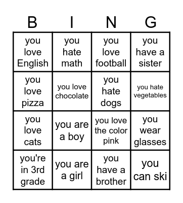 who are you? Bingo Card