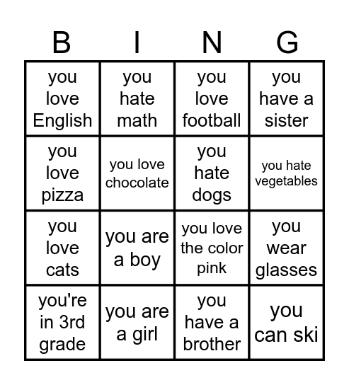 who are you? Bingo Card