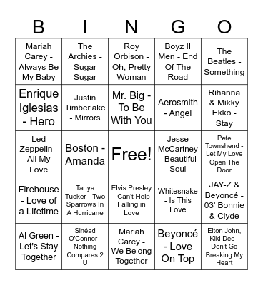 V-Day BINGO #1 Bingo Card
