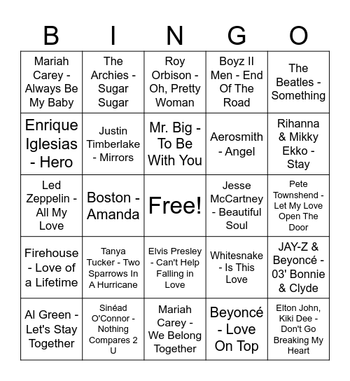 V-Day BINGO #1 Bingo Card