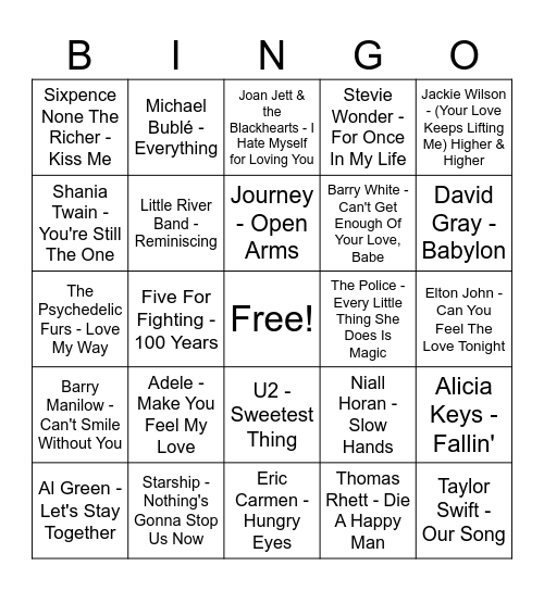 V-Day Bingo #5 Bingo Card