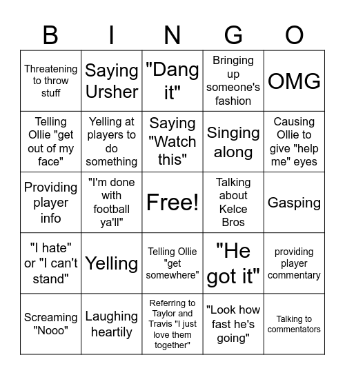 What Will Amy Bacon Do During The Super Bowl Bingo Card