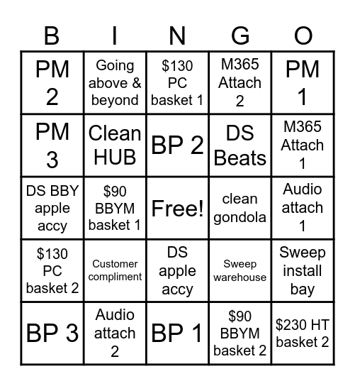 Best Buy Bingo Card