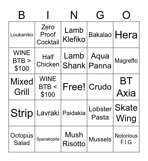 Vasili's Bingo Card