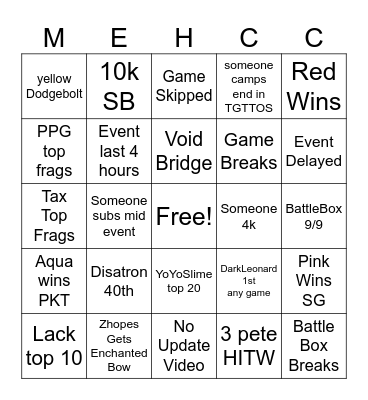 Mehcc Bingo Card
