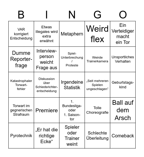 Bundesliga Bullshit Bingo Card