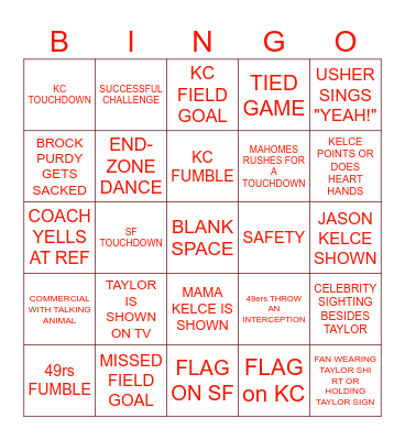 IN MY SUPERBOWL ERA LVIII Bingo Card