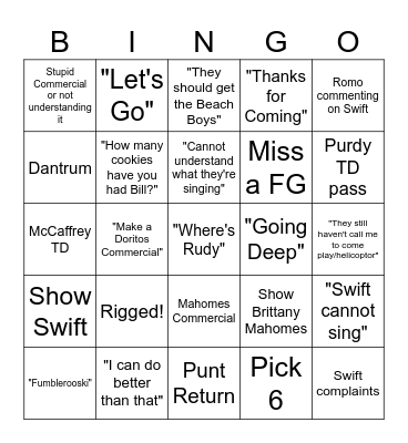 Super Bowl LVIII Bingo Card