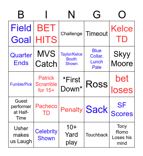 SUPERBOWL 58 MEGA SUPER BINGO Card