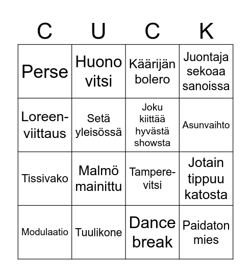 UMK Bingo Card