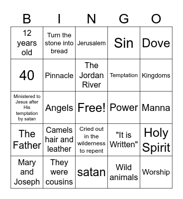 JESUS IN THE WILDERNESS Bingo Card